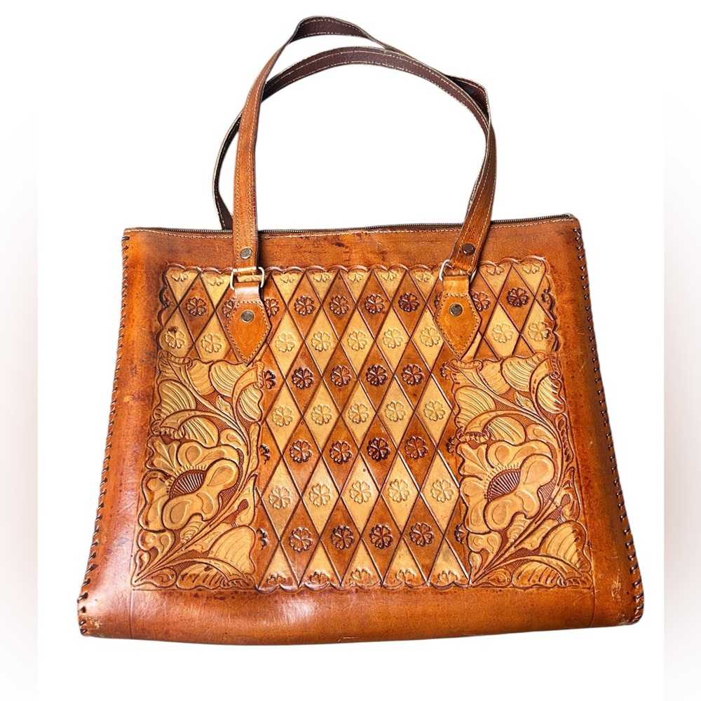 Vintage Tooled Leather Handbag